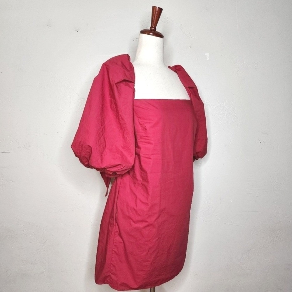 Anthropologie + Mare Mare Red Puff Sleeve Mini Dress Size Medium - Picture 4 of 8